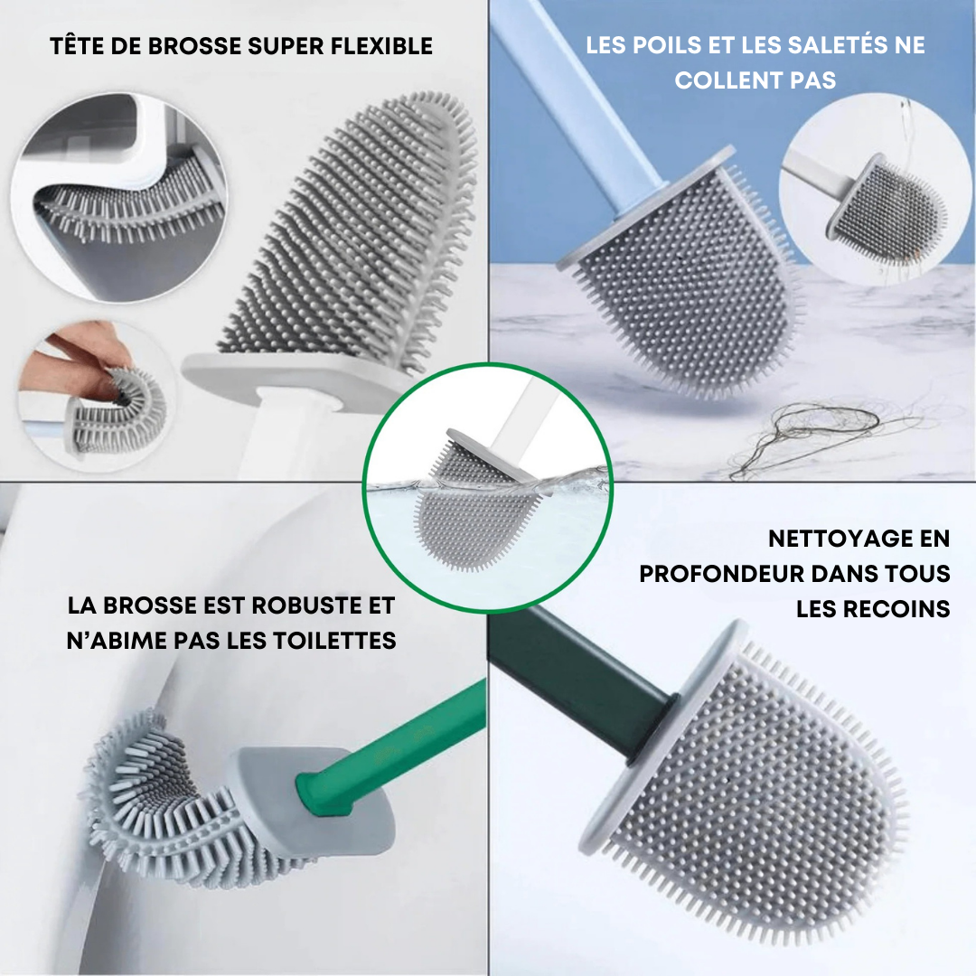 Brosse et support de toilette en silicone FlexiBrush™